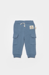 Pantaloni cu buzunare laterale, Two thread, 100%bumbac organic - Indigo, BabyCosy (Marime: 6-9 luni) - Img 2
