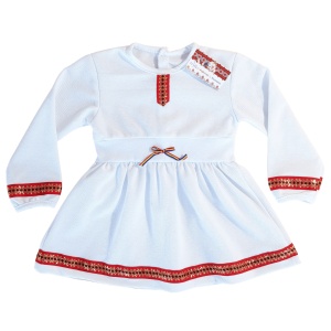 Rochie națională alba (Bumbac 100%, semisubtire,pique)