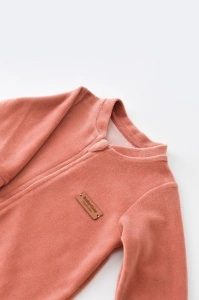 Salopeta cu maneca lunga si fermoar din 80%bumbac organic si 20% poliester - Caramiziu, BabyCosy (Marime: 12-18 Luni) - Img 3