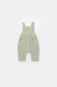 Salopeta de vara cu pantaloni lungi din muselina, BabyCosy, 100% bumbac organic, verde (Marime: 18-24 Luni) - Img 3