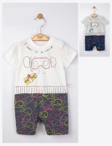 Salopeta de vara pentru bebelusi Swim, Tongs baby (Culoare: Alb, Marime: 6-9 luni) - Img 2