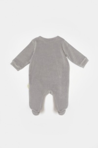 Salopeta Elefant cu maneca lunga si botosei din 80%bumbac organic si 20% poliester - Gri, BabyCosy (Marime: 3-6 Luni) - Img 3