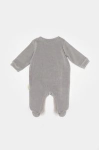 Salopeta Elefant cu maneca lunga si botosei din 80%bumbac organic si 20% poliester - Gri, BabyCosy (Marime: 3-6 Luni) - Img 3