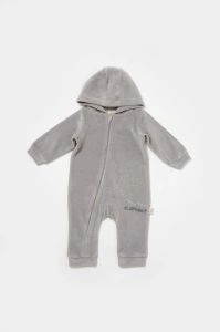 Salopeta Elefant cu maneca lunga si gluga din 80%bumbac organic si 20% poliester - Gri, BabyCosy (Marime: 3-6 Luni) - Img 2