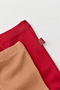 Set 2 pantaloni bebe unisex din bumbac organic si modal - Maro/Rosu, BabyCosy (Marime: 12-18 Luni) - Img 3