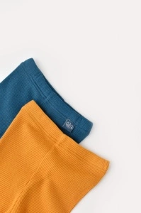 Set 2 pantaloni cu botosei bebe unisex din bumbac organic si modal - Bleumarin/Sofran, BabyCosy (Marime: 3-6 Luni) - Img 2