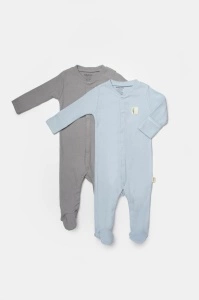 Set 2 salopete lungi Bamboo, blue, BabyCosy, 50%bumbac+50% bambus (Marime: 3-6 Luni) - Img 2