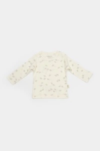 Set 3 piese:bluza, pantaloni si caciulita Printed, BabyCosy, 50% modal+50% bumbac, Ecru (Marime: 3-6 Luni) - Img 2