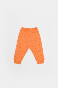 Set 3 piese:bluza, pantaloni si caciulita Printed, BabyCosy, 50% modal+50% bumbac, Apricot (Marime: 12-18 Luni) - Img 3