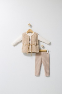 Set 3 piese: pantaloni, bluzita si vestuta eleganta pentru bebelusi Fun Penguin, Tongs baby (Culoare: Gri, Marime: 9-12 luni) - Img 2