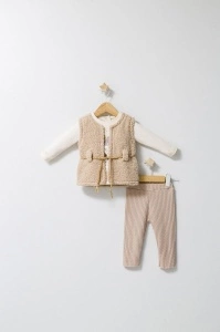 Set 3 piese: pantaloni, bluzita si vestuta eleganta pentru bebelusi Fun Penguin, Tongs baby (Culoare: Gri, Marime: 9-12 luni) - Img 2