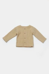 Set bluza si salopeta, Winter muselin, 100% bumbac - Stone, BabyCosy (Marime: 6-9 luni) - Img 3
