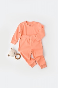 Set bluzita cu maneca lunga si pantaloni lungi - bumbac organic 100% - Roz, BabyCosy (Marime: 18-24 Luni)