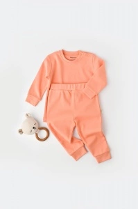 Set bluzita cu maneca lunga si pantaloni lungi - bumbac organic 100% - Roz, BabyCosy (Marime: 18-24 Luni)