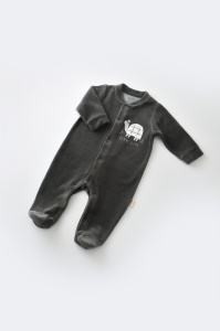Set Broscuta cu salopeta si body din 80%bumbac organic si 20% poliester - Antracit, BabyCosy (Marime: 3-6 Luni) - Img 3