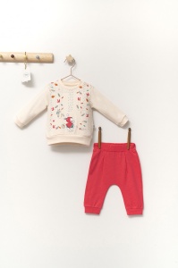 Set de 2 piese de trening Scufita rosie pentru bebelusi, Tongs baby (Culoare: Turcoaz, Marime: 9-12 luni) - Img 3