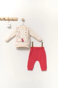 Set de 2 piese de trening Scufita rosie pentru bebelusi, Tongs baby (Culoare: Turcoaz, Marime: 9-12 luni) - Img 3