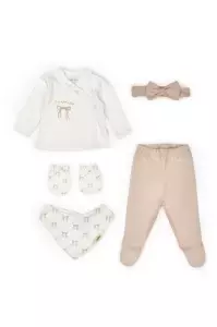 Set de 5 piese pentru nou nascut, Bow, stone, BabyCosy - Img 3
