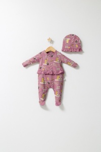 Set salopeta cu caciulita cu volanas pentru bebelusi Fun Penguin, Tongs baby (Culoare: Gri, Marime: 3-6 Luni) - Img 2