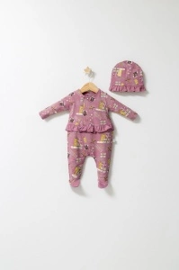 Set salopeta cu caciulita cu volanas pentru bebelusi Fun Penguin, Tongs baby (Culoare: Gri, Marime: 3-6 Luni) - Img 2