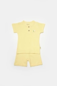 Set tricou cu pantaloni Bamboo, galben, BabyCosy, 50%bumbac+50% bambus (Marime: 6-9 luni) - Img 2