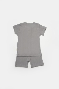 Set tricou cu pantaloni Bamboo, gri, BabyCosy, 50%bumbac+50% bambus (Marime: 3-6 Luni) - Img 2