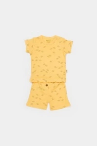 Set tricou cu pantaloni Printed, galben, BabyCosy, 50%bumbac+50% modal (Marime: 12-18 Luni) - Img 3