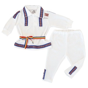 Costum național din 2 piese - unt (Bumbac 100%, semisubtire)pique