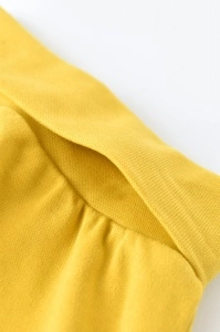 Pantaloni Bebe Unisex din bumbac organic Galben deschis BabyCosy (Marime: 6-9 luni) - Img 2
