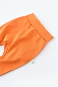 Pantaloni Bebe Unisex din bumbac organic Portocaliu BabyCosy (Marime: 3-6 Luni) - Img 2