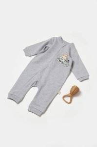 Salopeta cu fermoar, Two thread, BabyCosy, 100% bumbac organic, Gri (Marime: 6-9 luni)