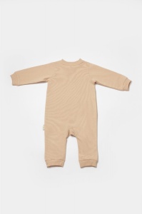 Salopeta cu fermoar, Two thread, BabyCosy, 100% bumbac organic, Stone (Marime: 18-24 Luni) - Img 2