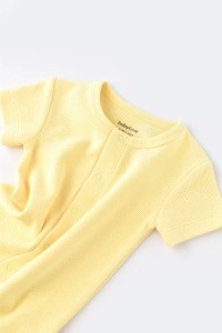Salopeta cu pantaloni scurti - 100% bumbac organic - Galben, BabyCosy (Marime: 18-24 Luni) - Img 3