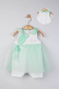 Salopeta de vara pentru bebelusi cu tulle, Tongs baby (Culoare: Galben, Marime: 6-9 luni) - Img 3