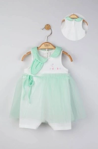 Salopeta de vara pentru bebelusi cu tulle, Tongs baby (Culoare: Galben, Marime: 6-9 luni) - Img 3