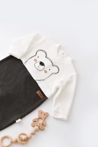 Salopeta Ursulet cu maneca lunga si botosei din 80%bumbac organic si 20% poliester - Antracit, BabyCosy (Marime: 6-9 luni) - Img 2
