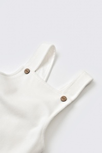 Salopeta Velvet cu bretele din 80%bumbac organic si 20% poliester - Ecru, BabyCosy (Marime: 18-24 Luni) - Img 2