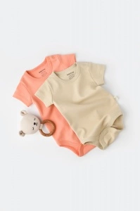 Set 2 body-uri bebe unisex -100% bumbac organic - Roz/Crem, BabyCosy (Marime: 18-24 Luni) - Img 2