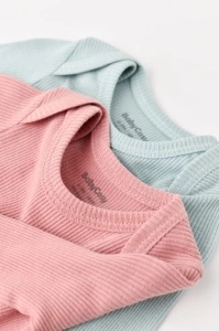 Set 2 body-uri cu maneca lunga bebe unisex din bumbac organic si modal - Mint/Rose, BabyCosy (Marime: 3-6 Luni) - Img 3