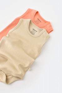 Set 2 body-uri fara maneci bebe unisex -100% bumbac organic - Roz/Crem, BabyCosy (Marime: 12-18 Luni) - Img 2