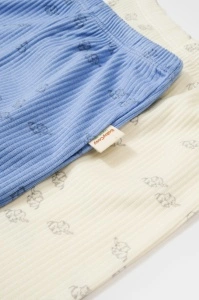 Set 2 pantalonasi Printed, BabyCosy, 50% modal+50% bumbac, Ecru/Lavanda (Marime: 12-18 Luni) - Img 3