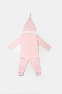 Set 3 piese:bluza, pantaloni si caciulita Bamboo, roz, BabyCosy, 50% bumbac+50%bambus (Marime: 9-12 luni) - Img 3