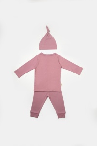 Set 3 piese:bluza, pantaloni si caciulita Bamboo, roz inchis, BabyCosy, 50% bumbac+50%bambus (Marime: 9-12 luni) - Img 3