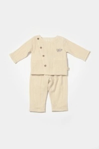Set bluza cu nasturi si pantaloni , Winter muselin, 100% bumbac - Stone, BabyCosy (Marime: 9-12 luni) - Img 2
