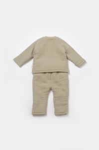 Set bluza dublata si pantaloni, Winter muselin- Verde, BabyCosy (Marime: 18-24 Luni) - Img 3