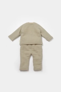 Set bluza dublata si pantaloni, Winter muselin- Verde, BabyCosy (Marime: 18-24 Luni) - Img 3