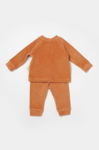 Set bluzita si pantaloni Elefant, 80%bumbac organic si 20% poliester - Caramiziu, BabyCosy (Marime: 12-18 Luni) - Img 3