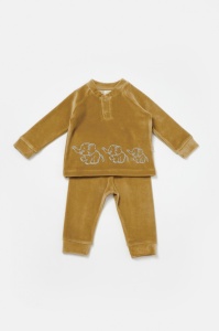 Set bluzita si pantaloni Elefant, 80%bumbac organic si 20% poliester - Mustar, BabyCosy (Marime: 18-24 Luni) - Img 2