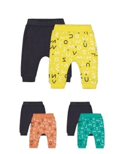 Set de 2 perechi de pantaloni Litere pentru bebelusi, Tongs baby (Culoare: Verde, Marime: 6-9 luni) - Img 2