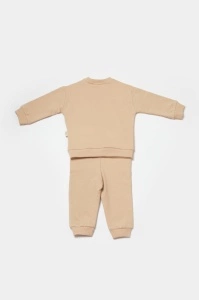 Set hanorac si pantaloni, Two thread, 100%bumbac organic - Stone, BabyCosy (Marime: 9-12 luni) - Img 2